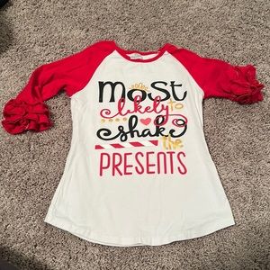 Christmas shirt most likely to shake the presents size 3XL fits size 7/8